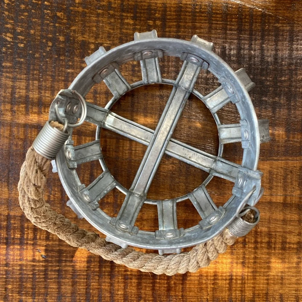 Rustic Farmhouse Galvanized Metal Crown Candle Holder Lantern with Rope Handle